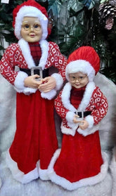 Figurină Crăciunita decorativă roșie cu blăniță albă – 60/50cm